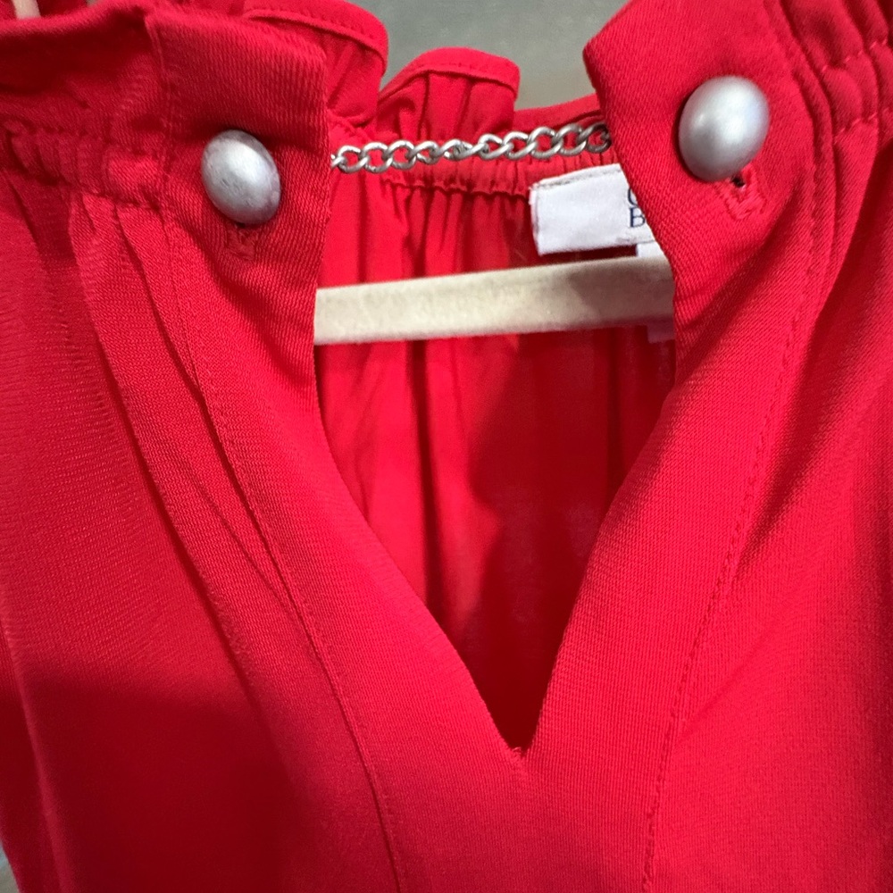 croft & barrow Bright Red Top with Silver Chain Accent